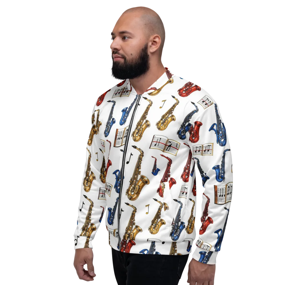 Saxophone Serenade on Bomber Jacket — Left
