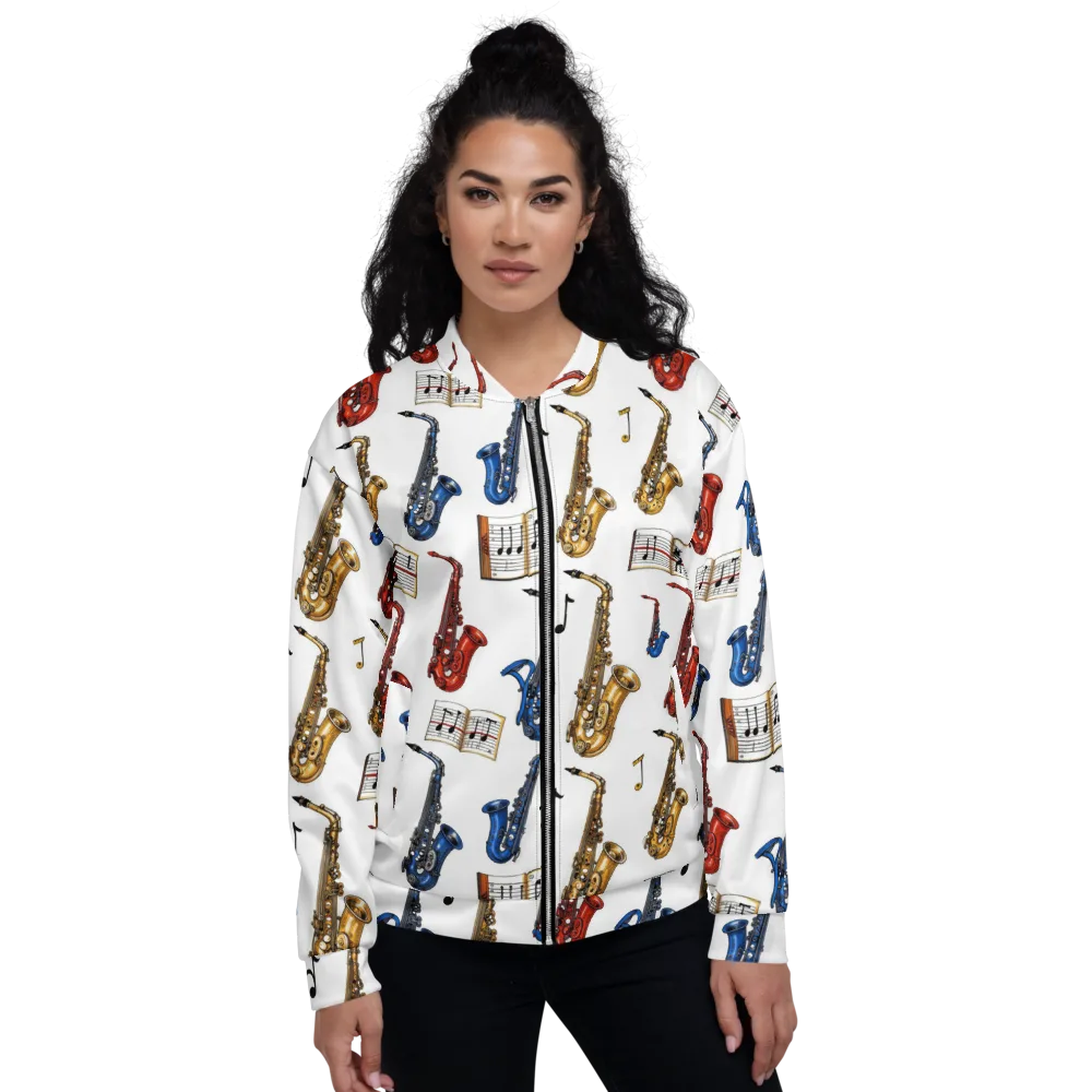 Saxophone Serenade on Bomber Jacket — Front