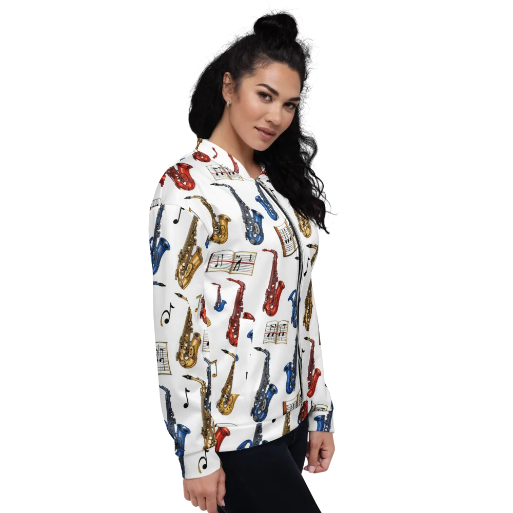 Saxophone Serenade on Bomber Jacket — Right