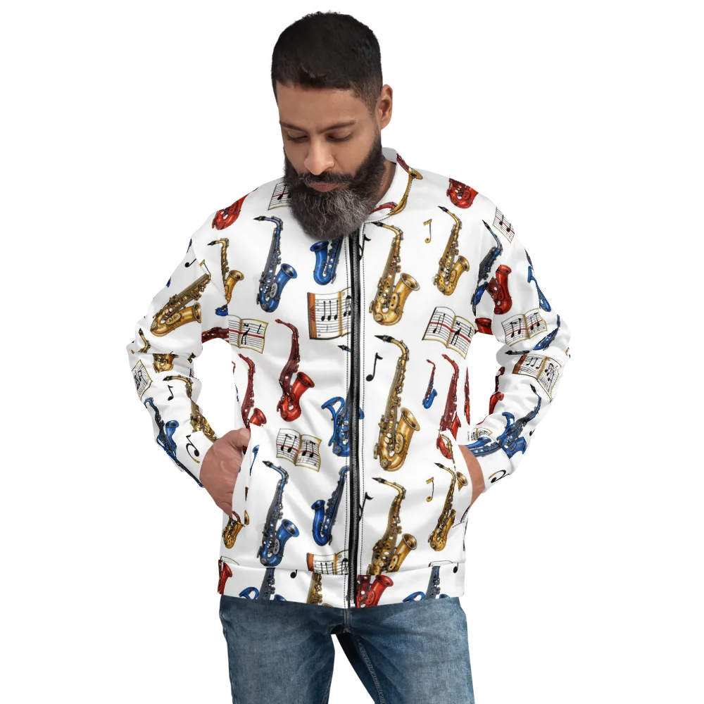 Saxophone Serenade on Bomber Jacket — Front