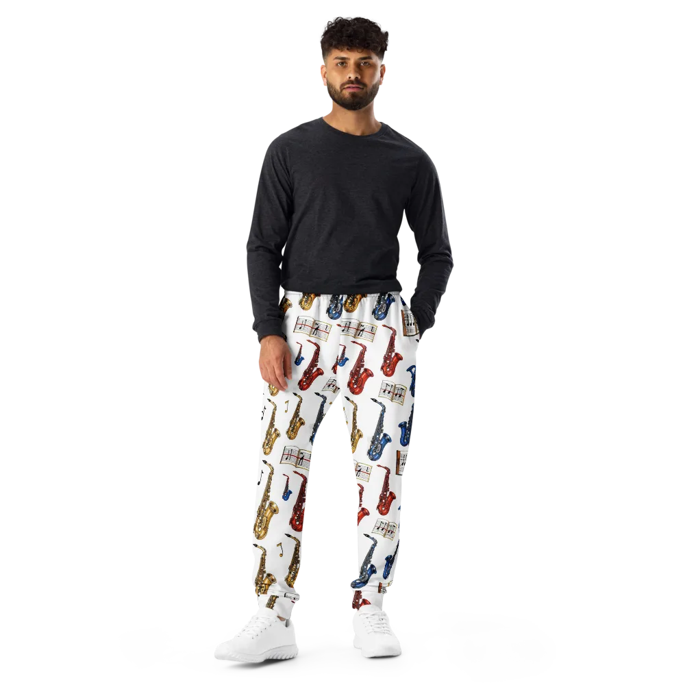 Saxophone Serenade on Men's Joggers — Front