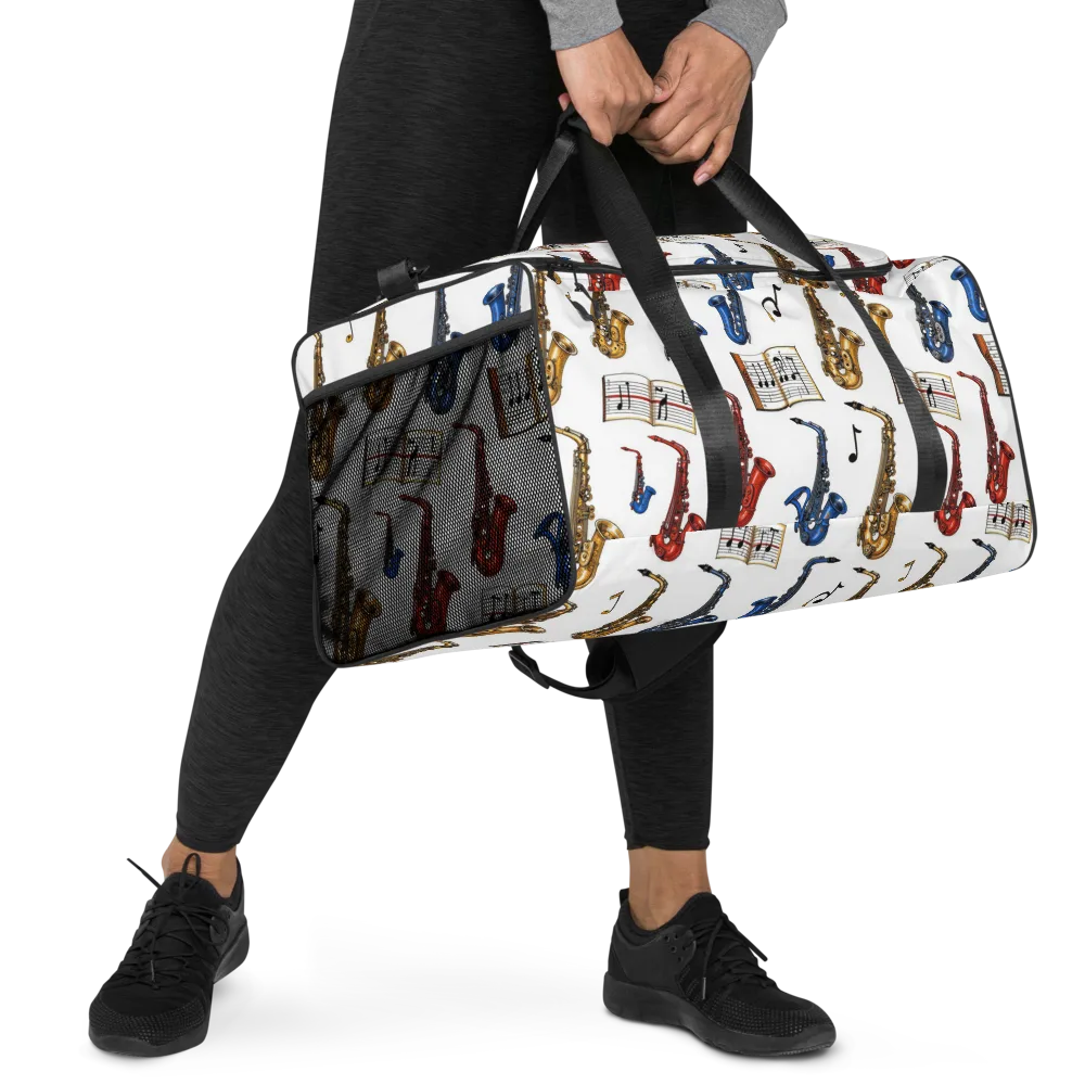 Saxophone Serenade on Duffle Bag — Right Front