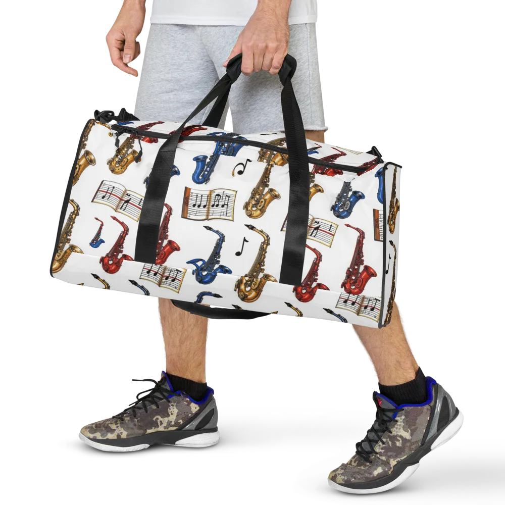Saxophone Serenade on Duffle Bag — Front