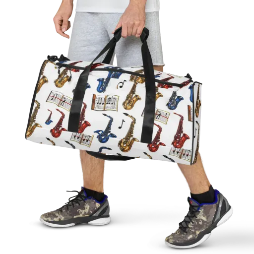 Saxophone Serenade on a Duffle Bag