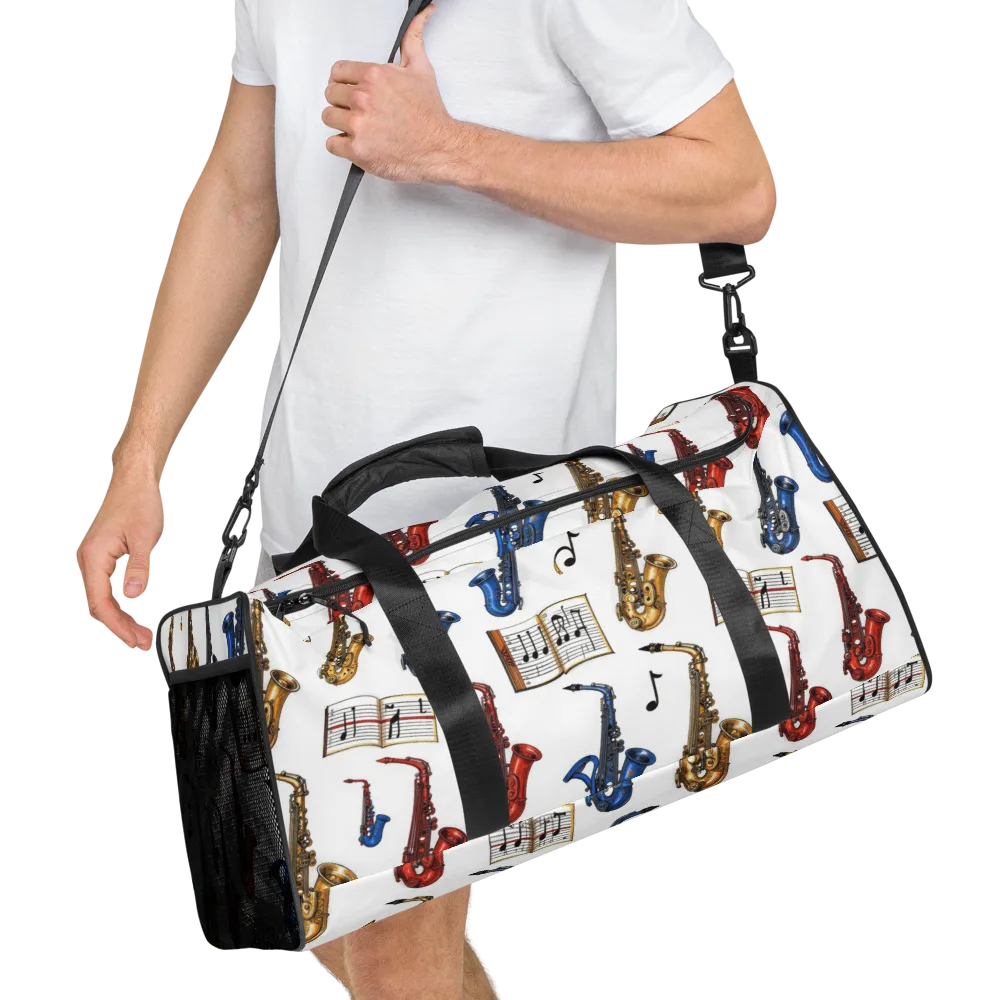 Saxophone Serenade on Duffle Bag — Right Front