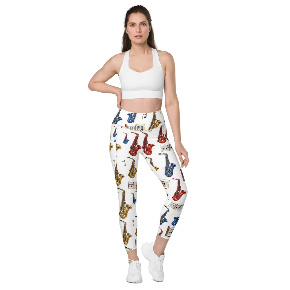 Saxophone Serenade on Leggings with Pockets — Front