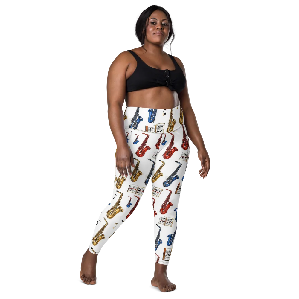 Saxophone Serenade on Leggings with Pockets — Front