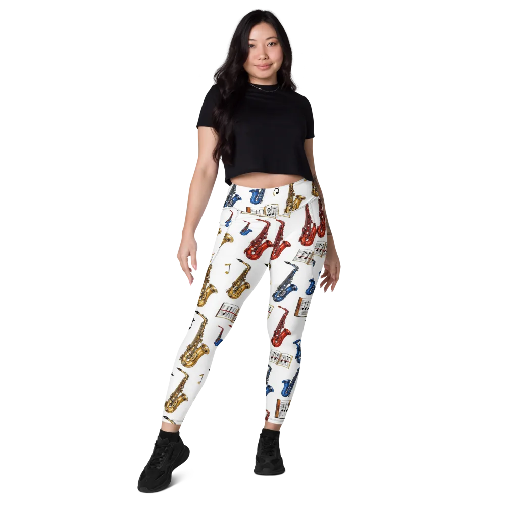 Saxophone Serenade on Leggings with Pockets — Front