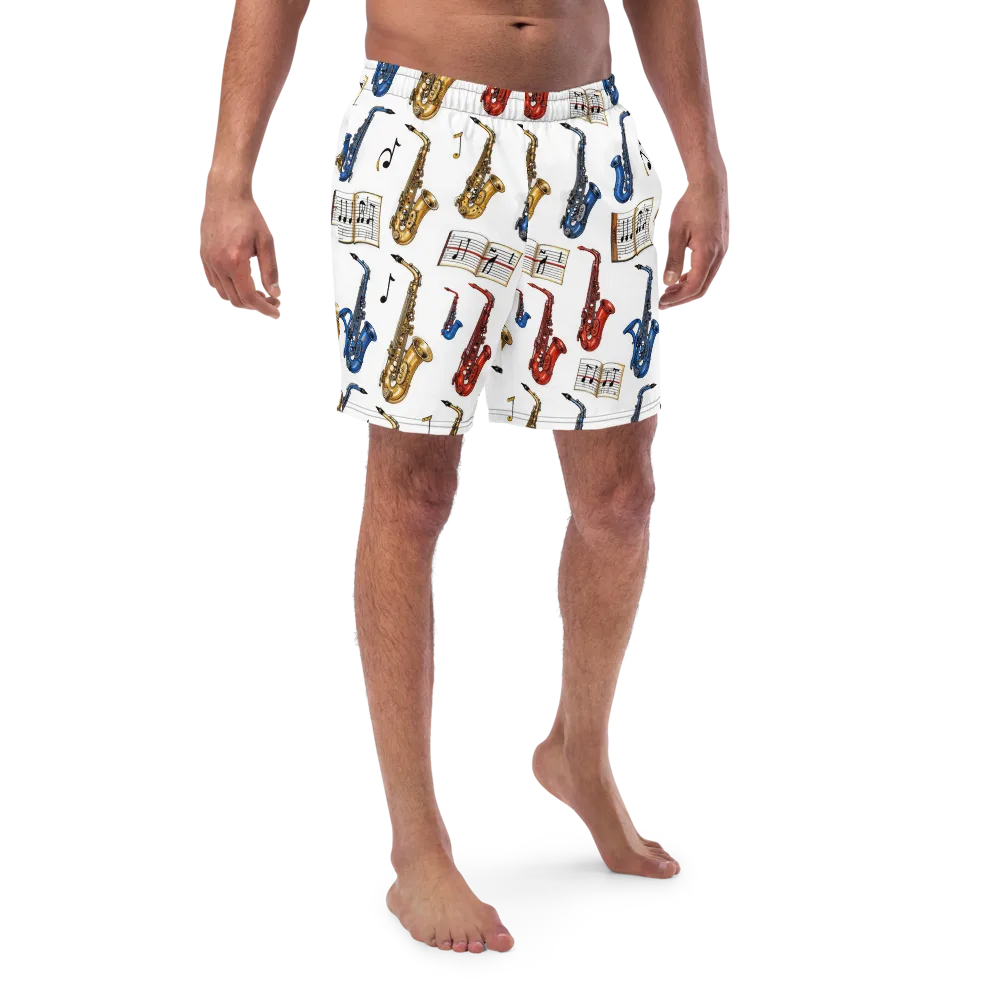Saxophone Serenade on Swim Trunks — Front