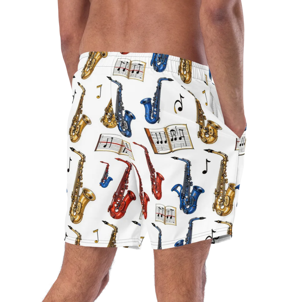 Saxophone Serenade on Swim Trunks — Right Back