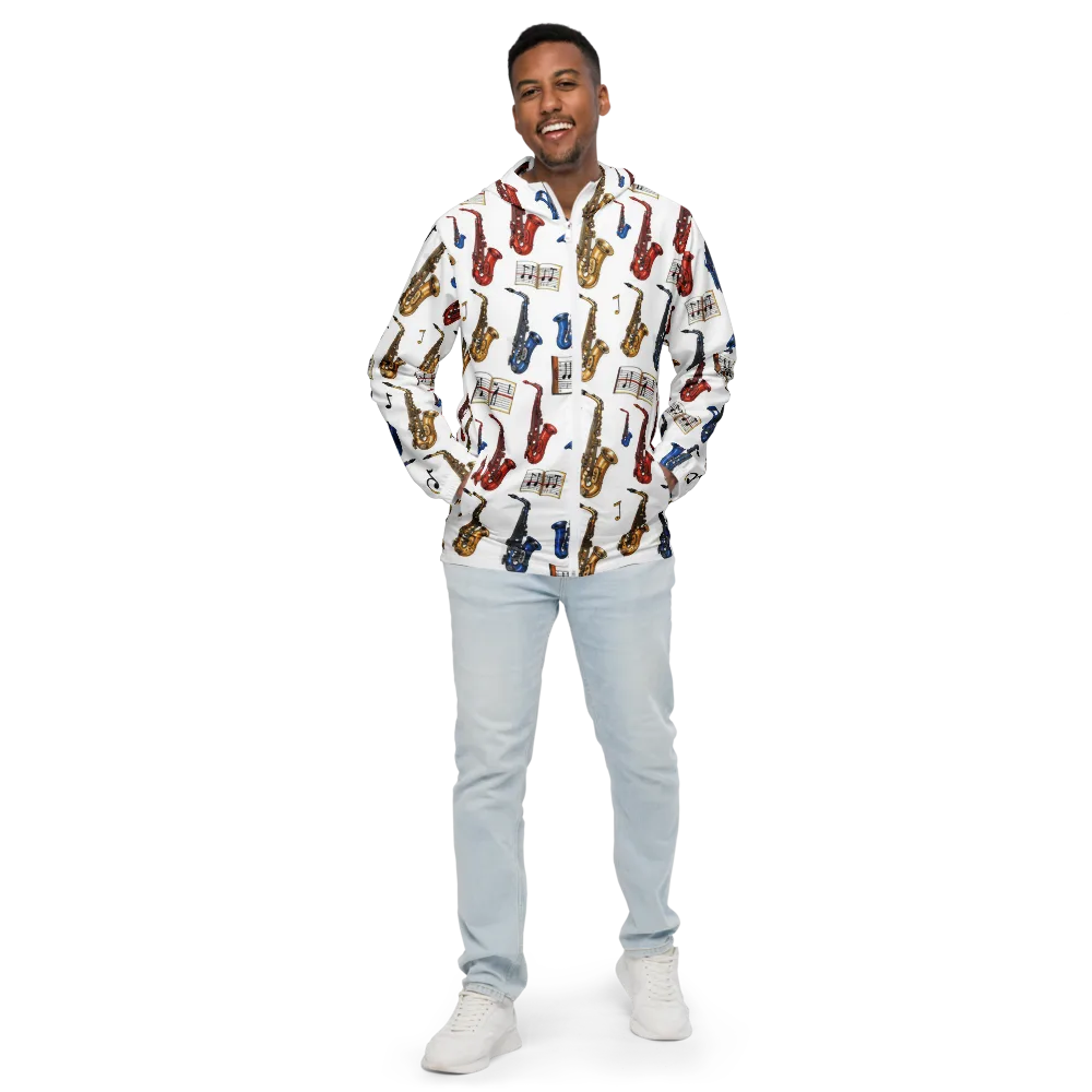Saxophone Serenade on Men's Windbreaker — Front