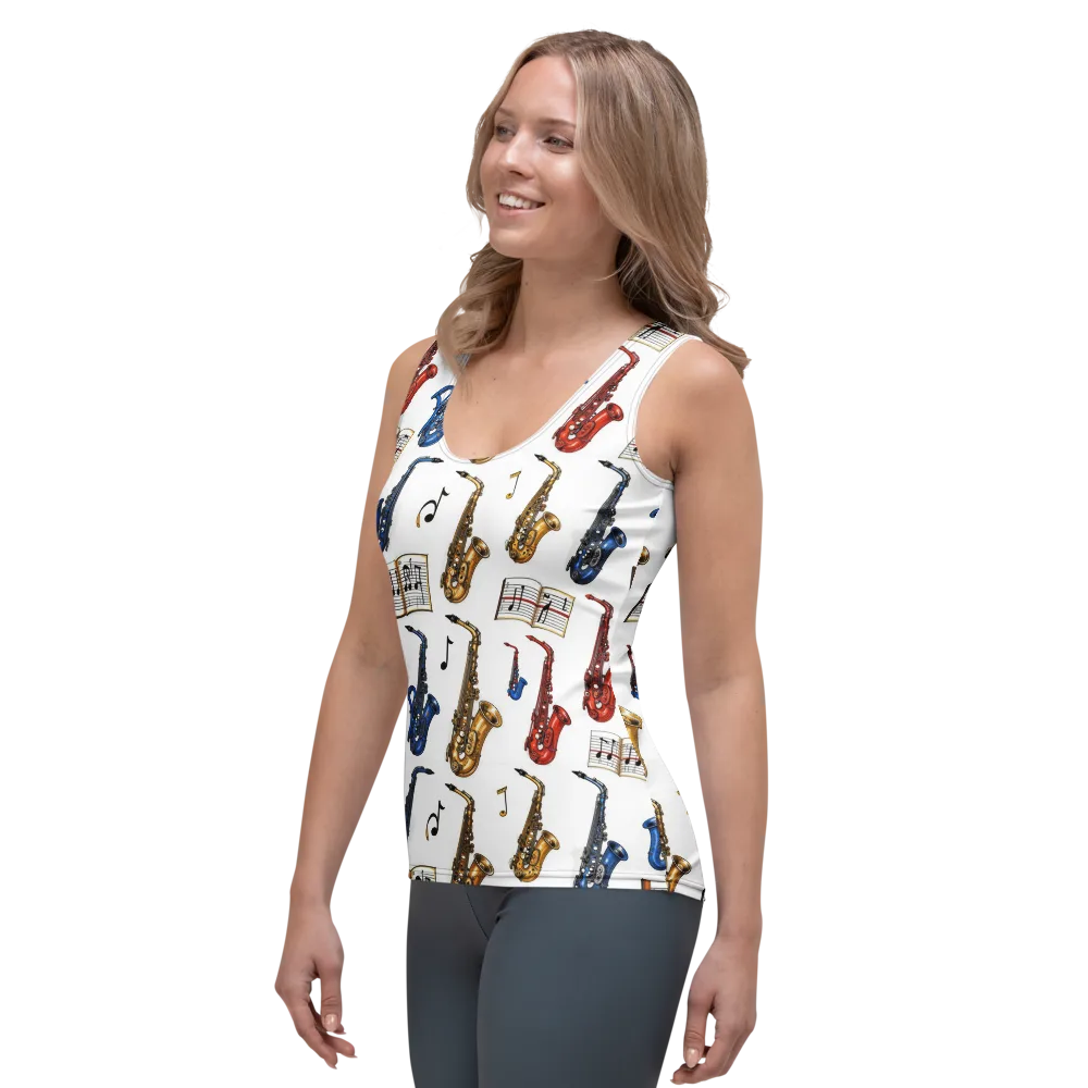 Saxophone Serenade on Women's Tank Top — Left Front