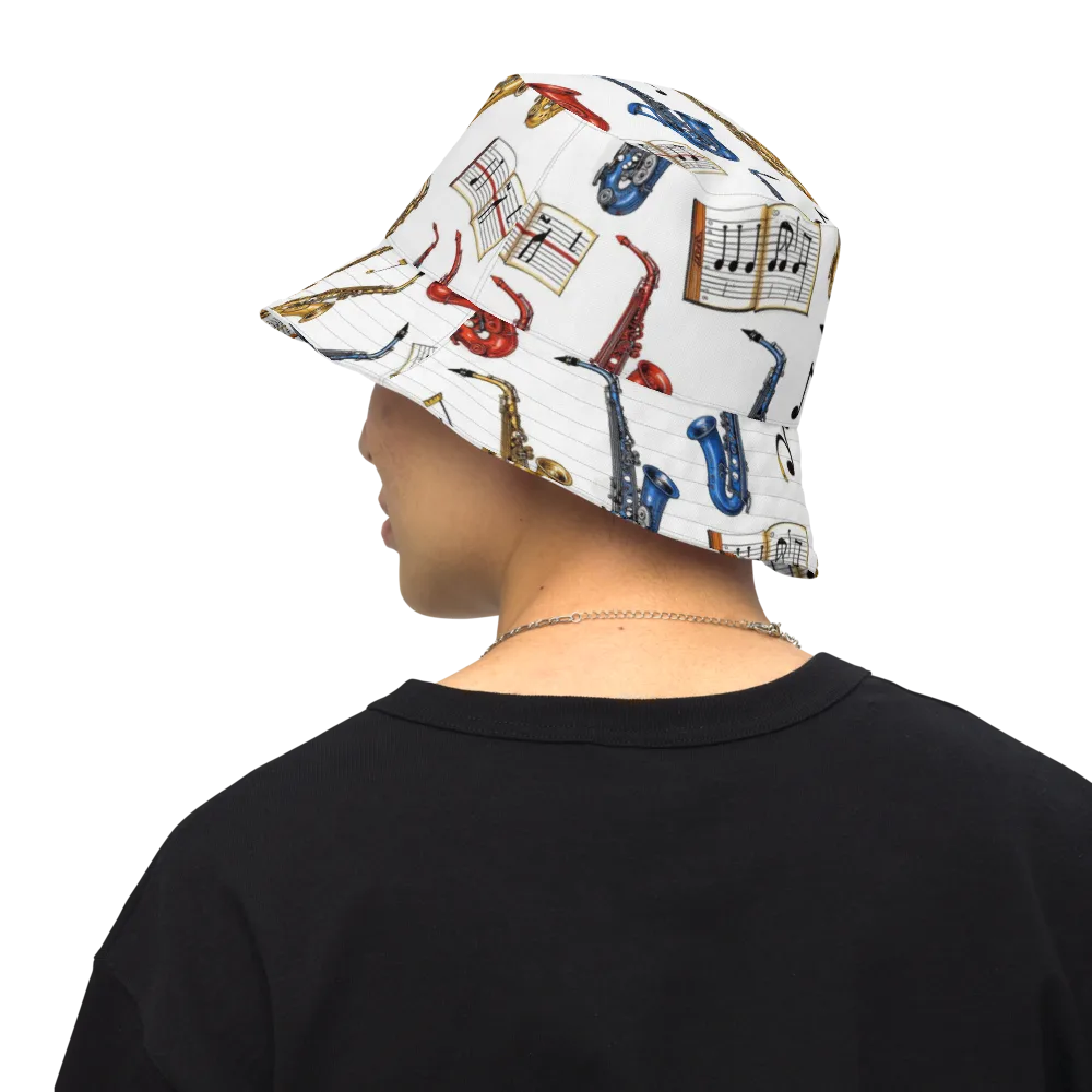 Saxophone Serenade on Reversible Bucket Hat — Back Inside