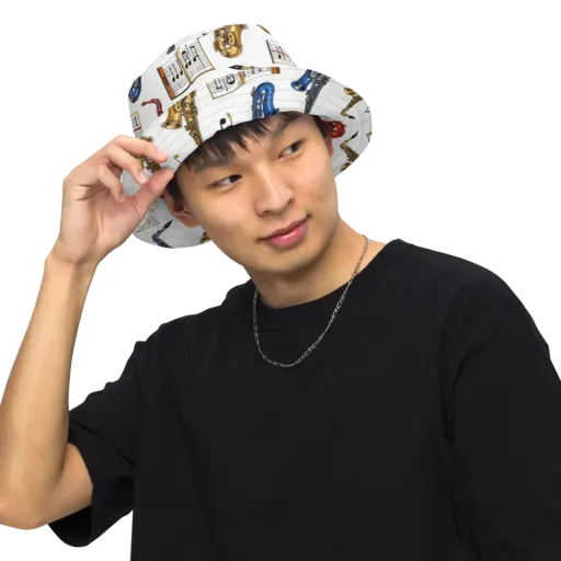 Saxophone Serenade on a Reversible Bucket Hat