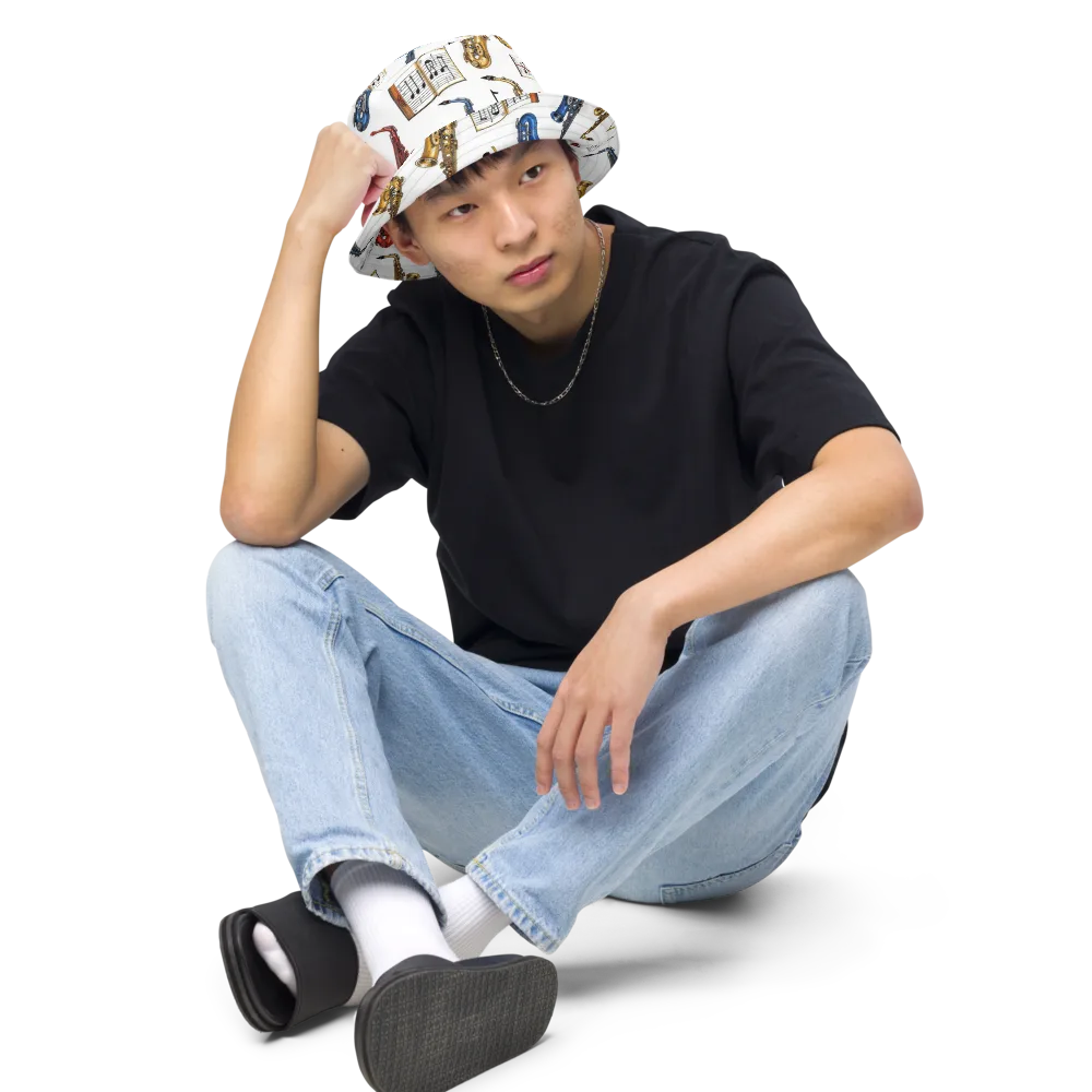 Saxophone Serenade on Reversible Bucket Hat — Front 2 Inside