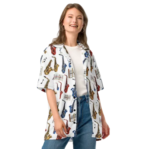 Saxophone Serenade on a Button Shirt