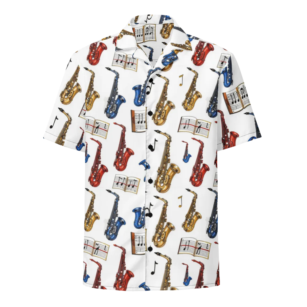Saxophone Serenade on Button Shirt — Front
