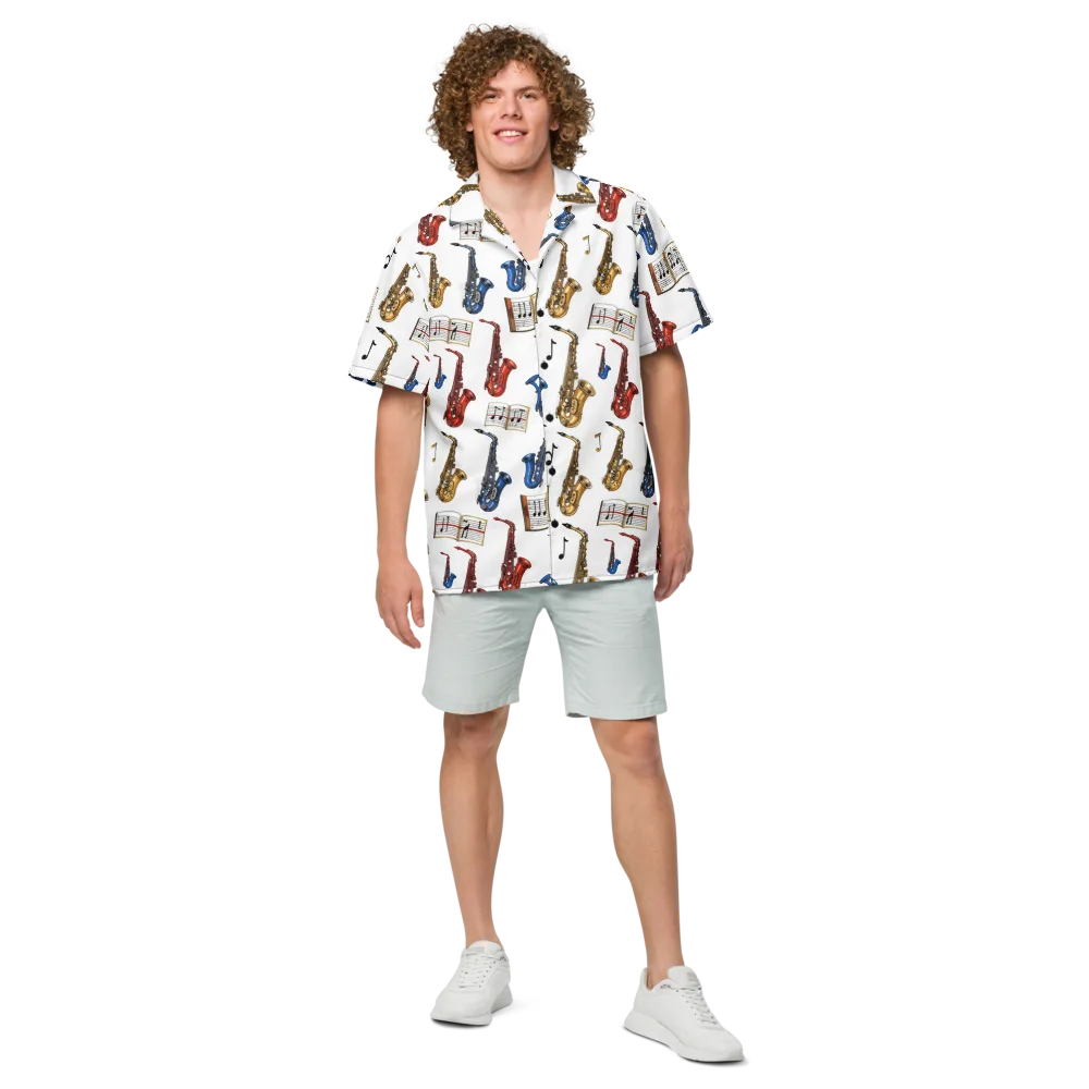 Saxophone Serenade on Button Shirt — Front