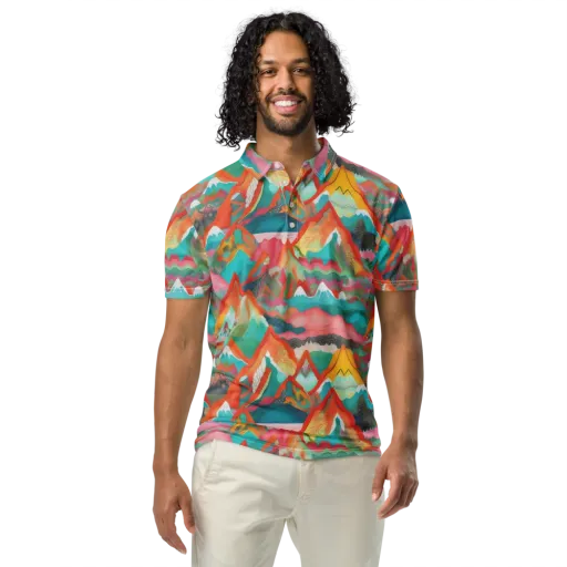 Chromatic Summits on a Men's Slim Fit Polo Shirt