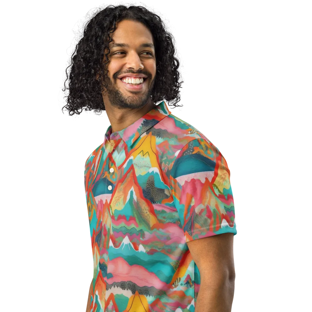 Chromatic Summits on Men's Slim Fit Polo Shirt — Left Front