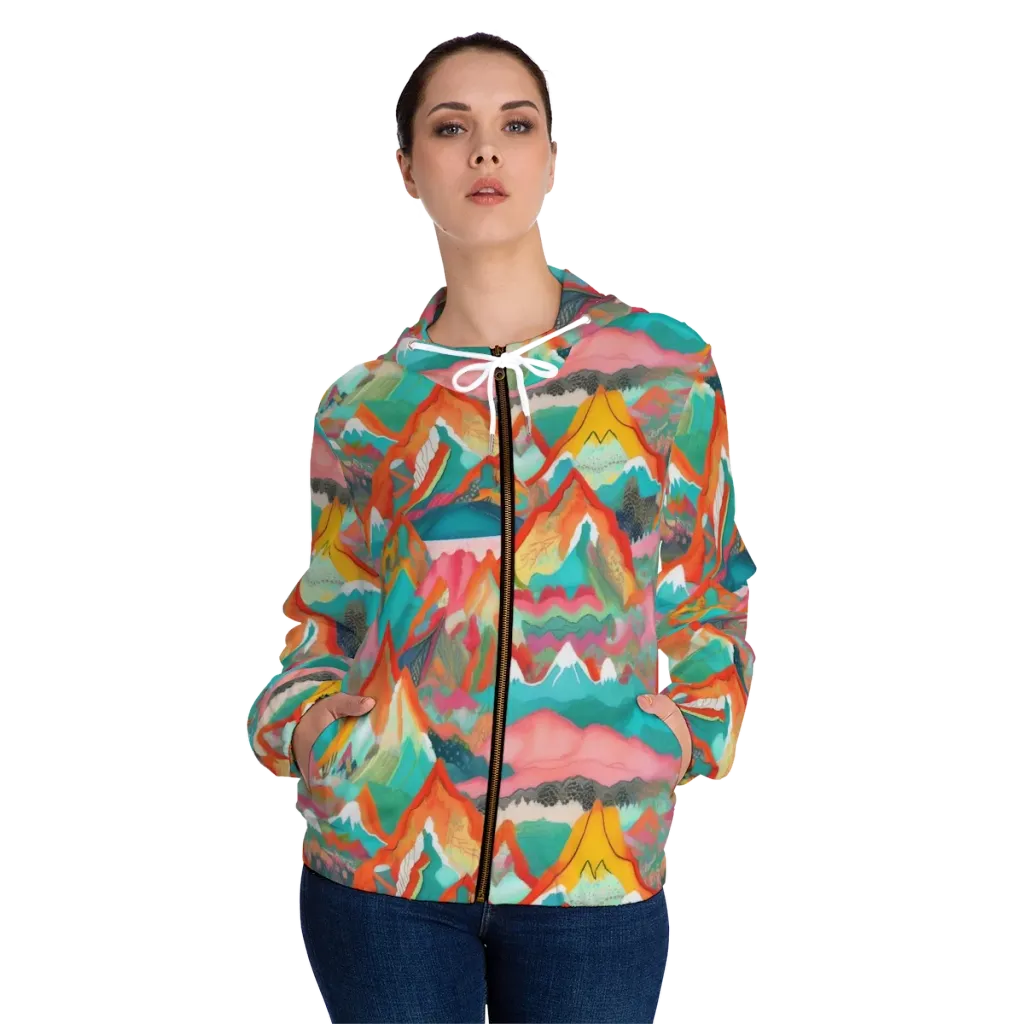 Chromatic Summits on Women's Full-Zip Hoodie — Front On Person