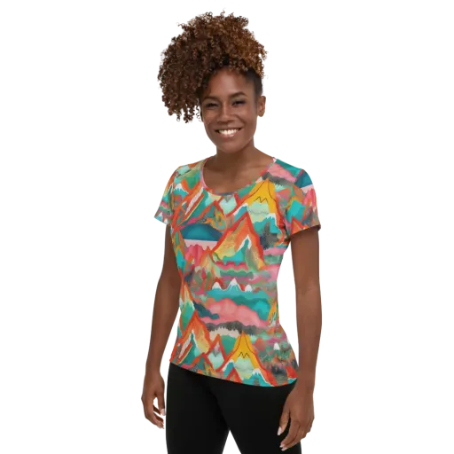 Chromatic Summits on a Women's Athletic T-Shirt
