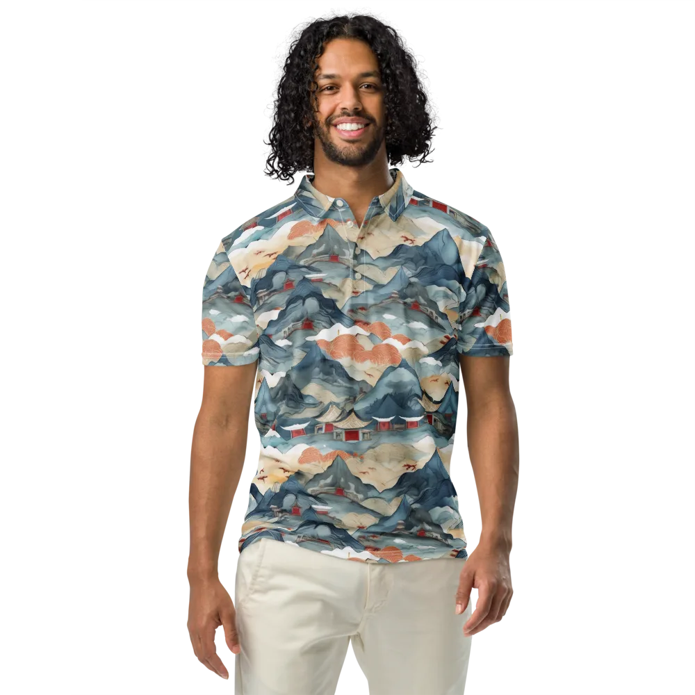 Azure Pilgrimage on Men's Slim Fit Polo Shirt — Front