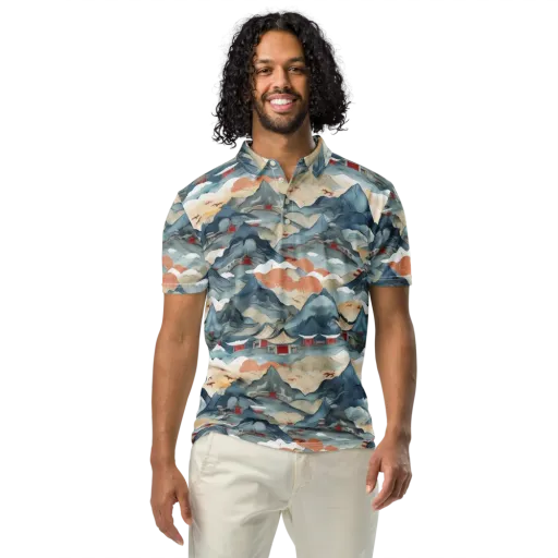 Azure Pilgrimage on a Men's Slim Fit Polo Shirt
