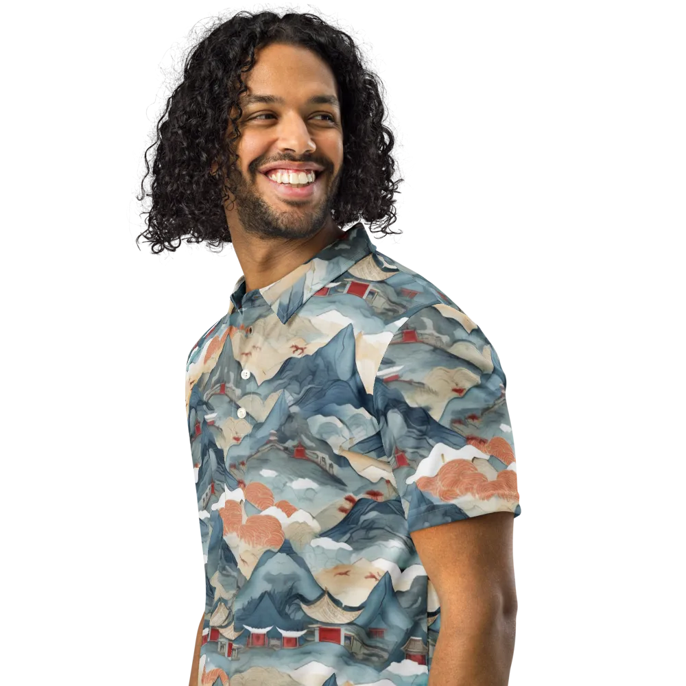 Azure Pilgrimage on Men's Slim Fit Polo Shirt — Left Front