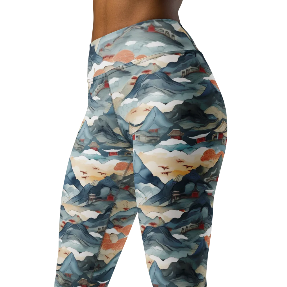 Azure Pilgrimage on Yoga Leggings — Left Front