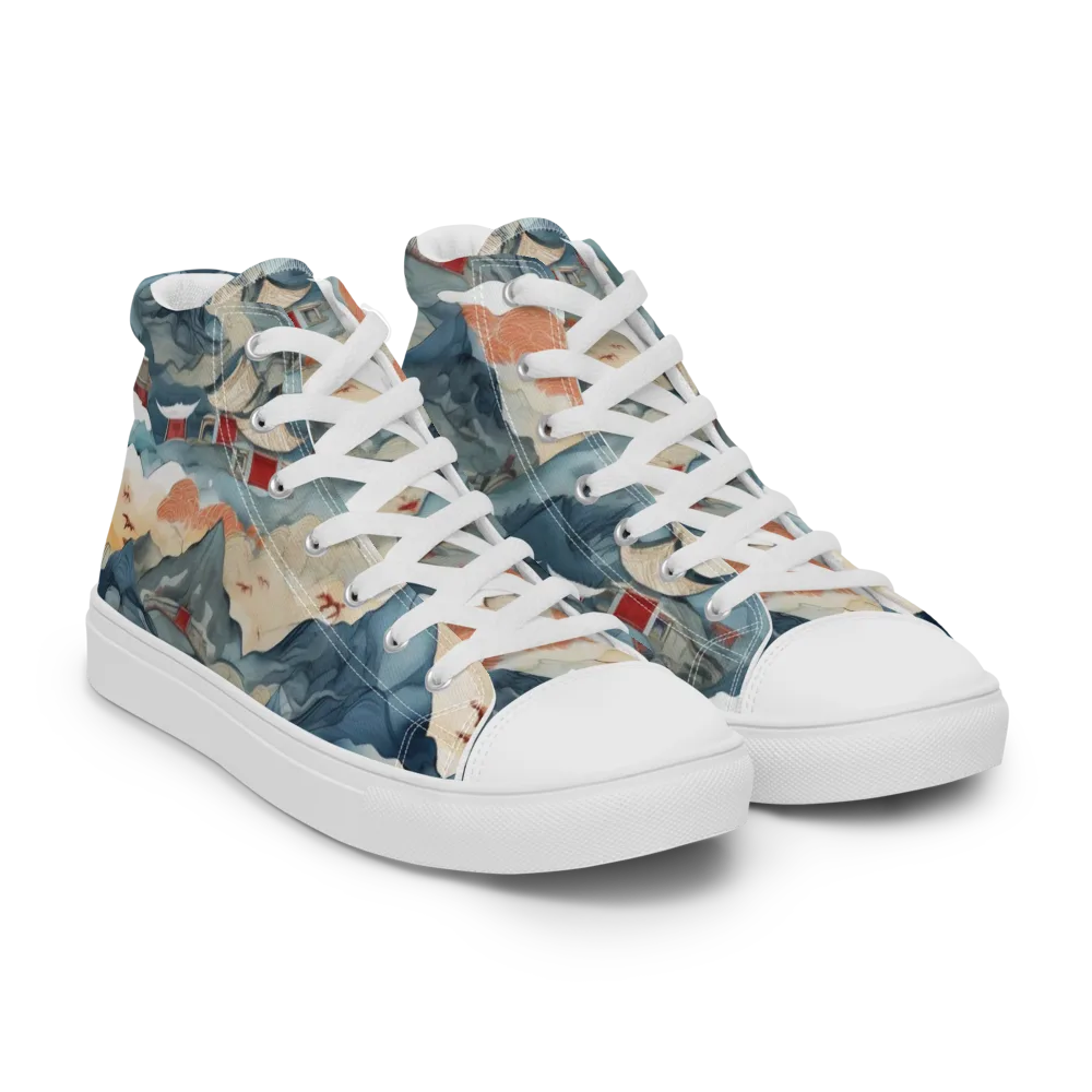 Azure Pilgrimage on Men's High Top Canvas Shoes — Right Front