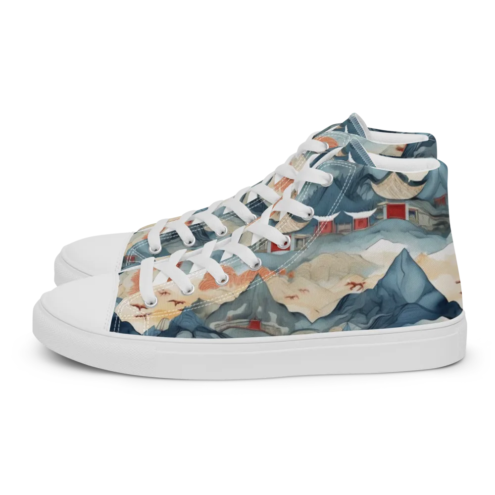 Azure Pilgrimage on Men's High Top Canvas Shoes — Left