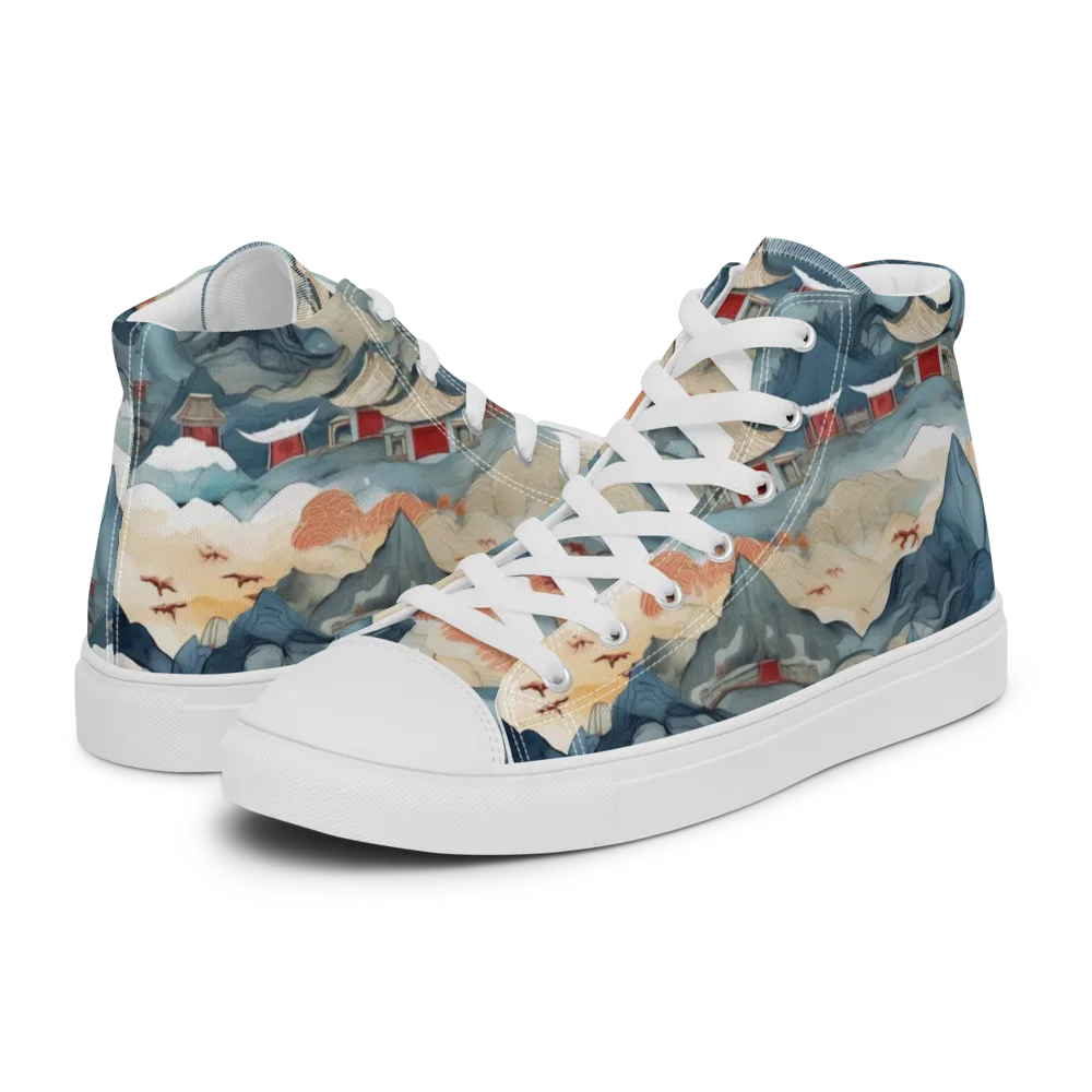 Azure Pilgrimage on Men's High Top Canvas Shoes — Left