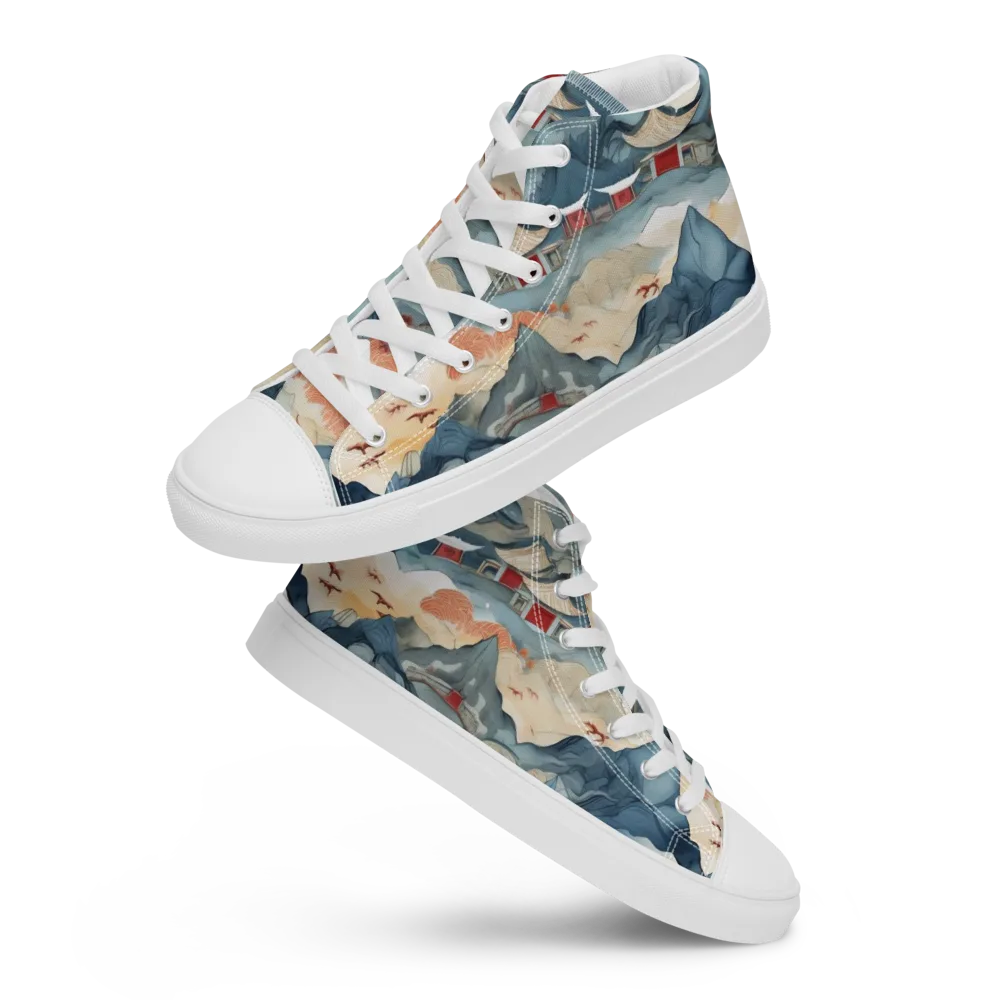 Azure Pilgrimage on Men's High Top Canvas Shoes — Front