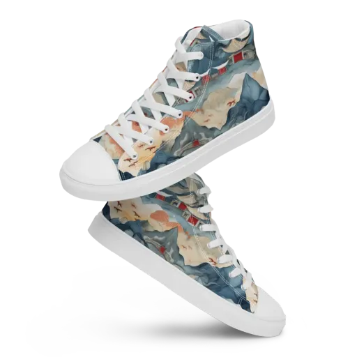 Azure Pilgrimage on a Men's High Top Canvas Shoes