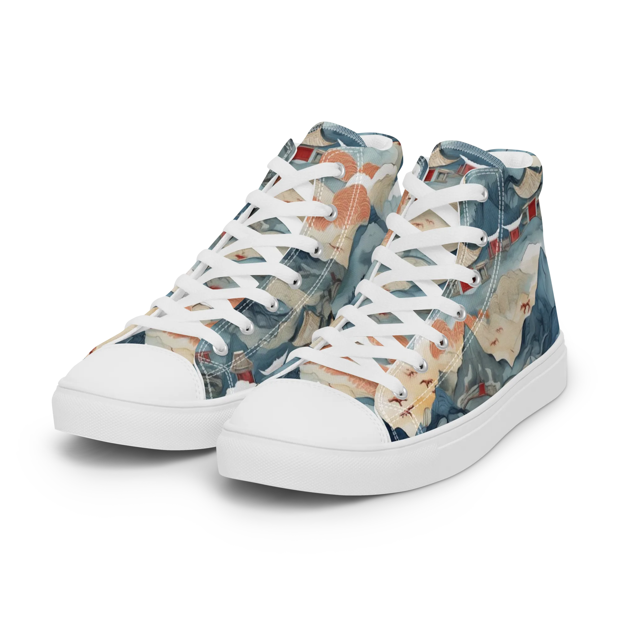 Azure Pilgrimage on Women's High Top Canvas Shoes — Left Front