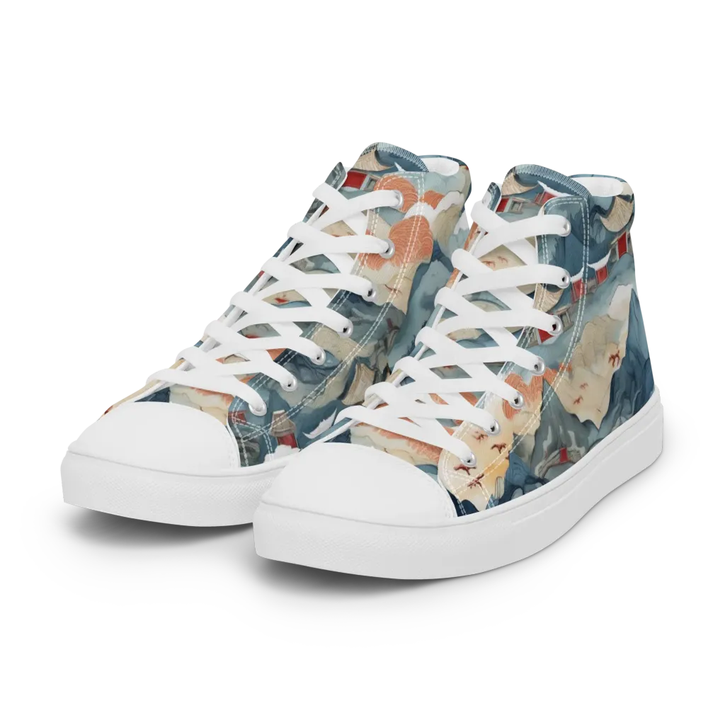 Azure Pilgrimage on Women's High Top Canvas Shoes — Left Front