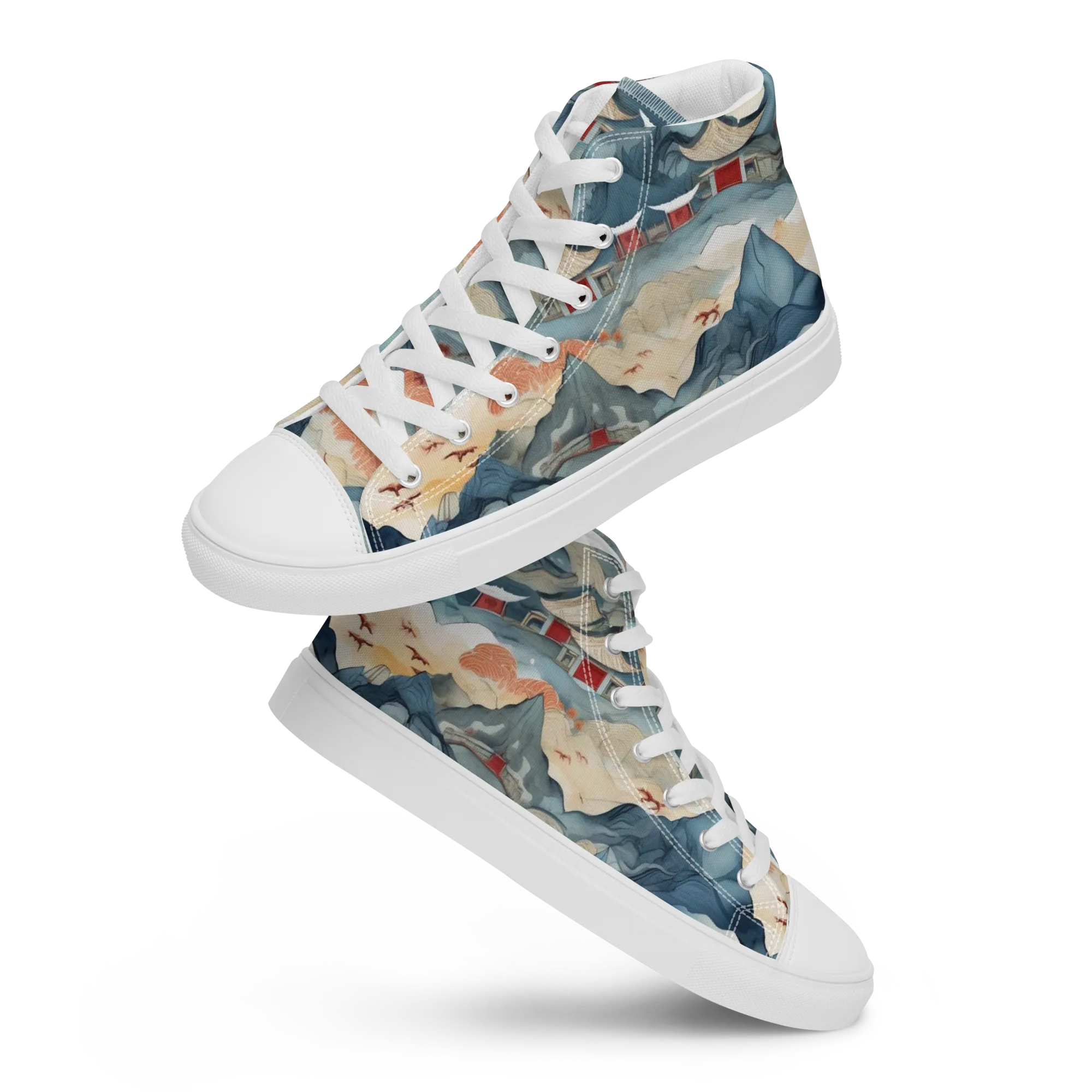 Azure Pilgrimage on Women's High Top Canvas Shoes — Front