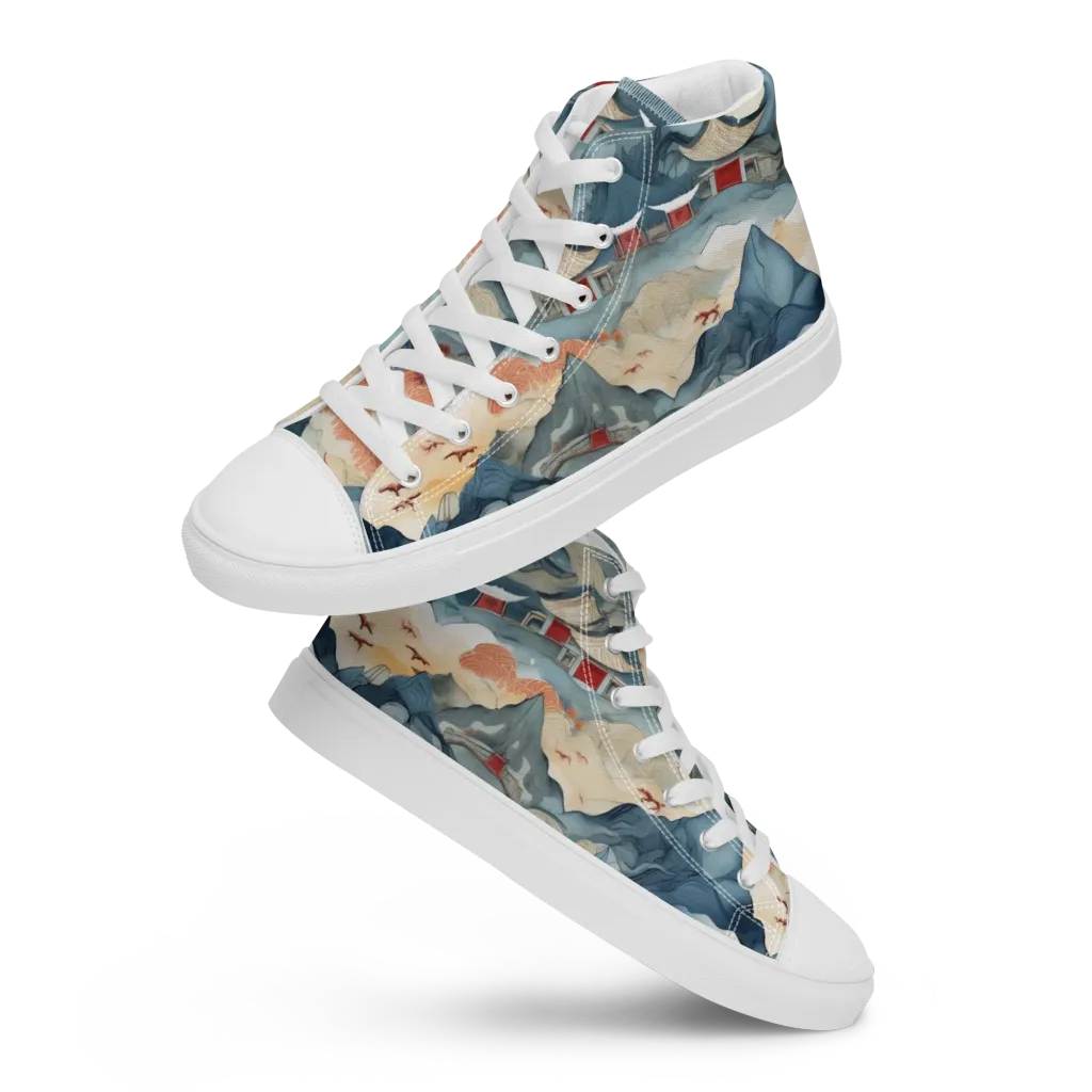 Azure Pilgrimage on Women's High Top Canvas Shoes — Front