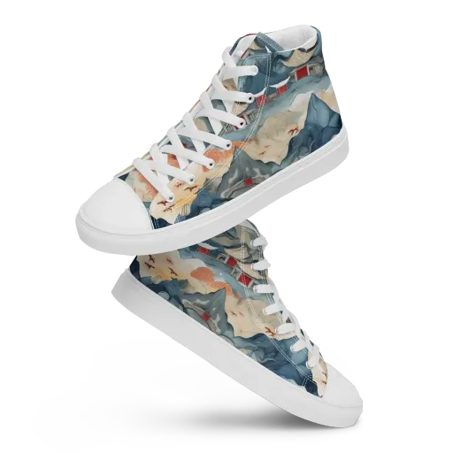 Azure Pilgrimage on a Women's High Top Canvas Shoes
