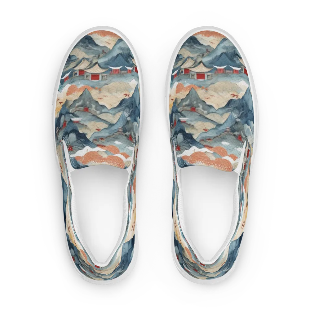 Azure Pilgrimage on Men's Slip-On Canvas Shoes — Front