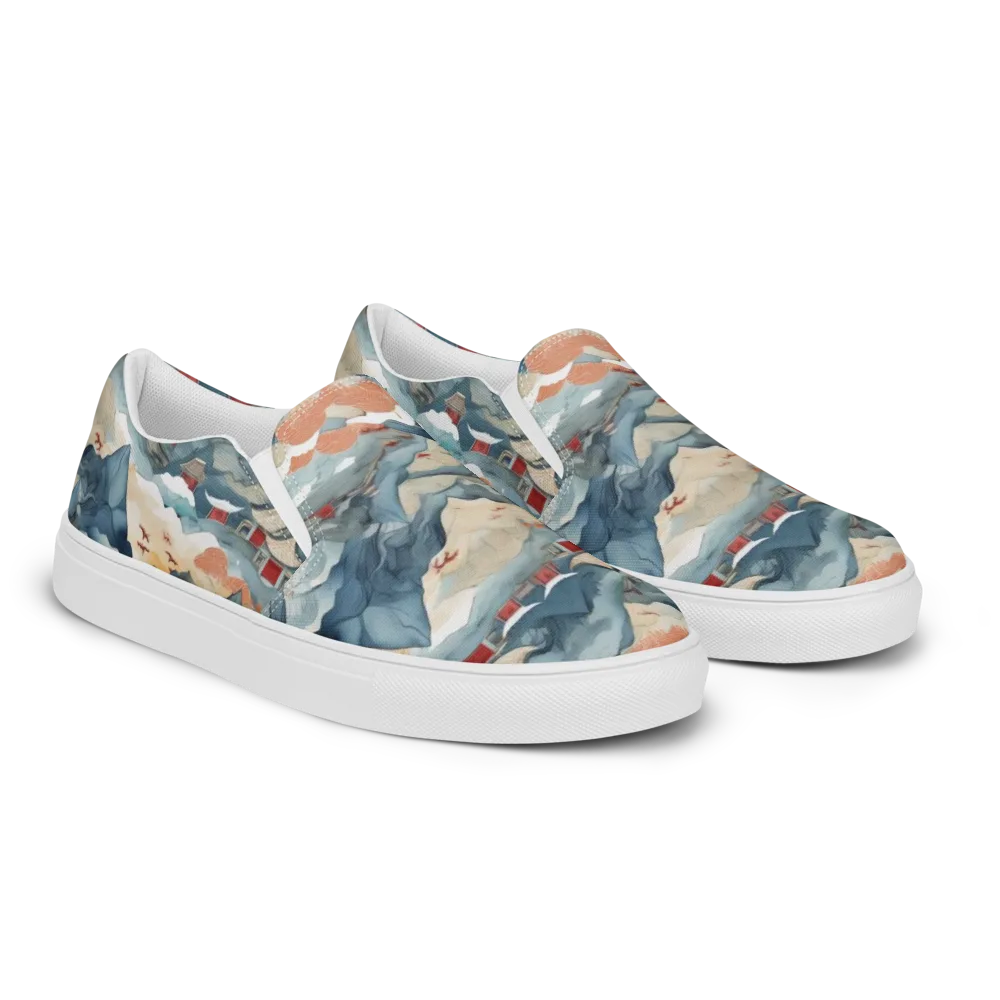 Azure Pilgrimage on Men's Slip-On Canvas Shoes — Right Front