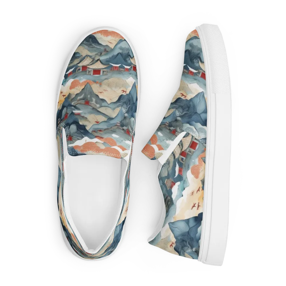 Azure Pilgrimage on Men's Slip-On Canvas Shoes — Front