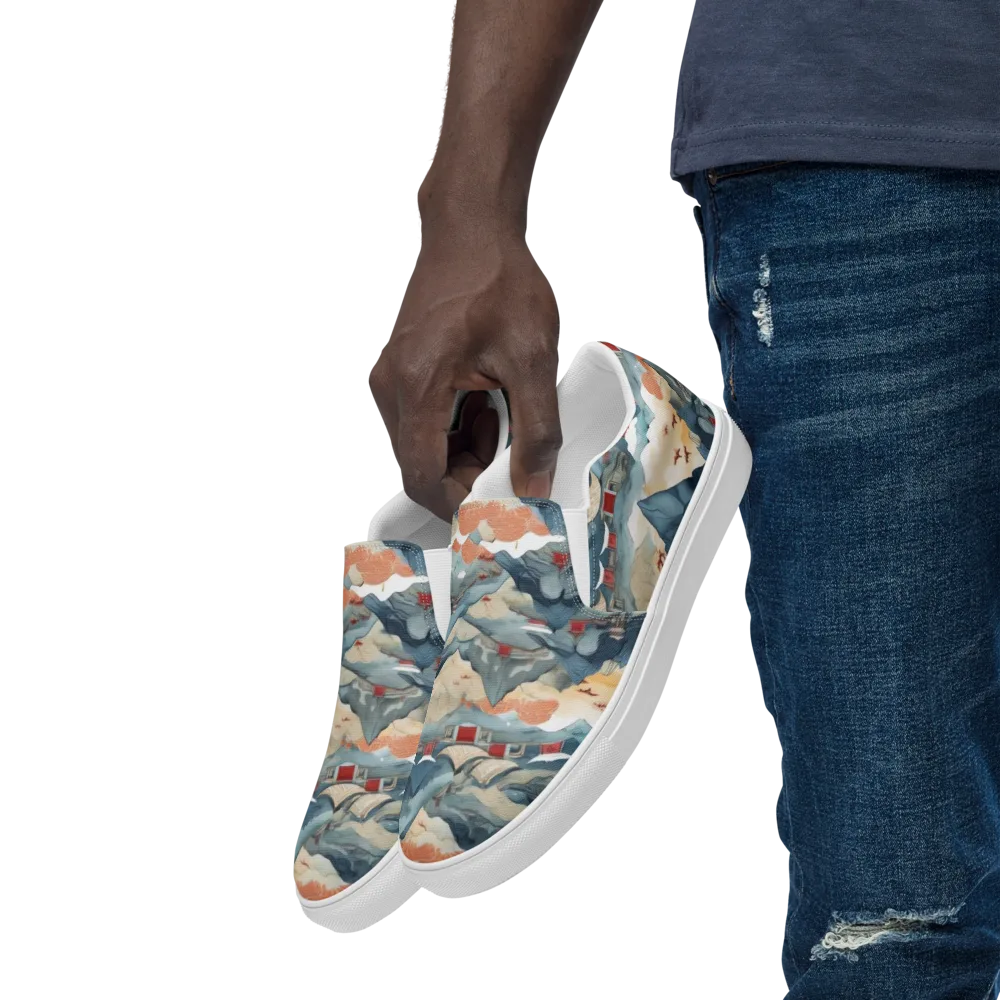 Azure Pilgrimage on Men's Slip-On Canvas Shoes — Left Front