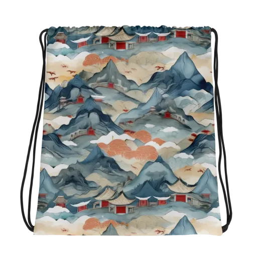 Azure Pilgrimage on a Drawstring Bag