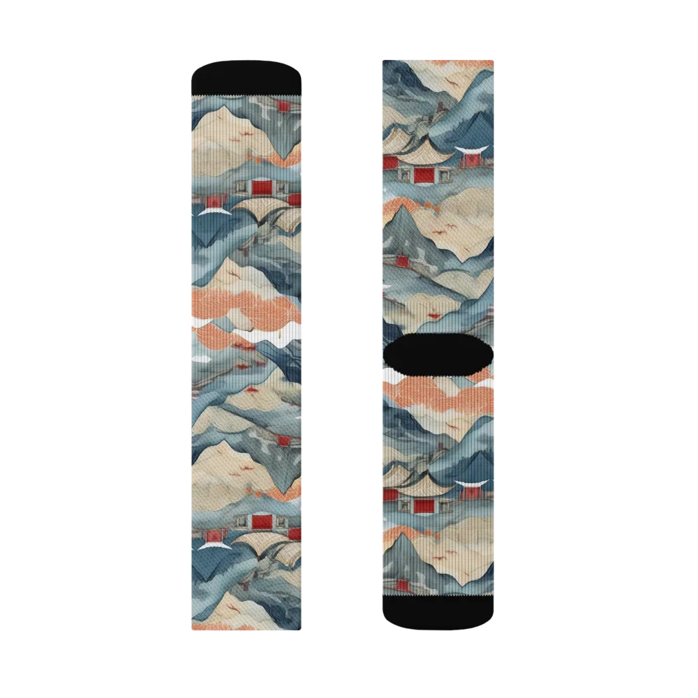 Azure Pilgrimage on Socks — Left Sock