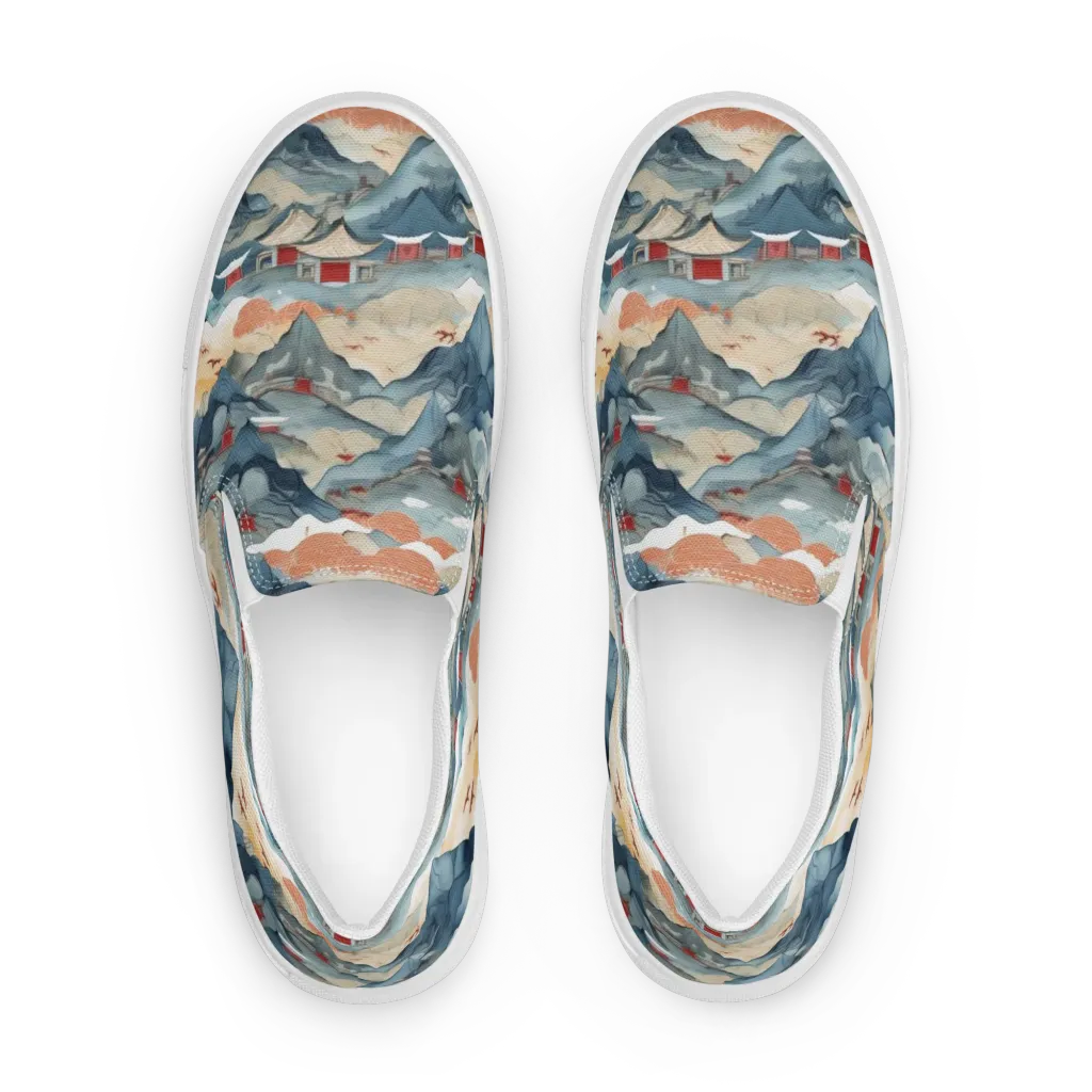Azure Pilgrimage on Women's Slip-On Canvas Shoes — Front