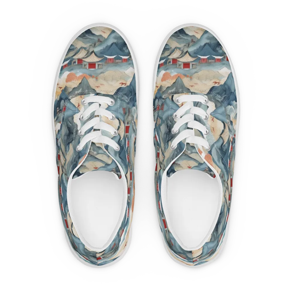Azure Pilgrimage on Men's Lace-Up Canvas Shoes — Front