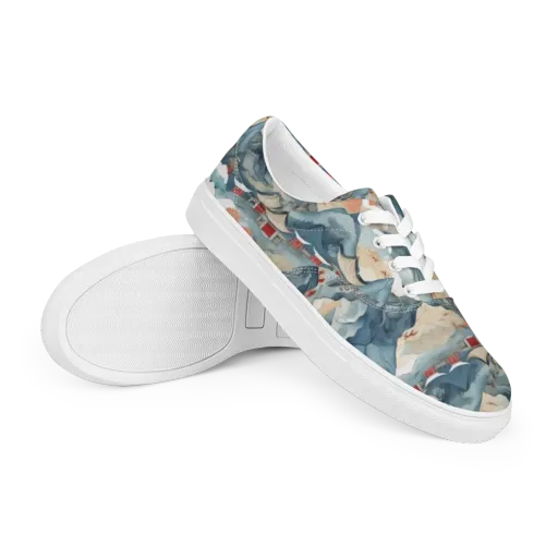 Azure Pilgrimage on a Men's Lace-Up Canvas Shoes