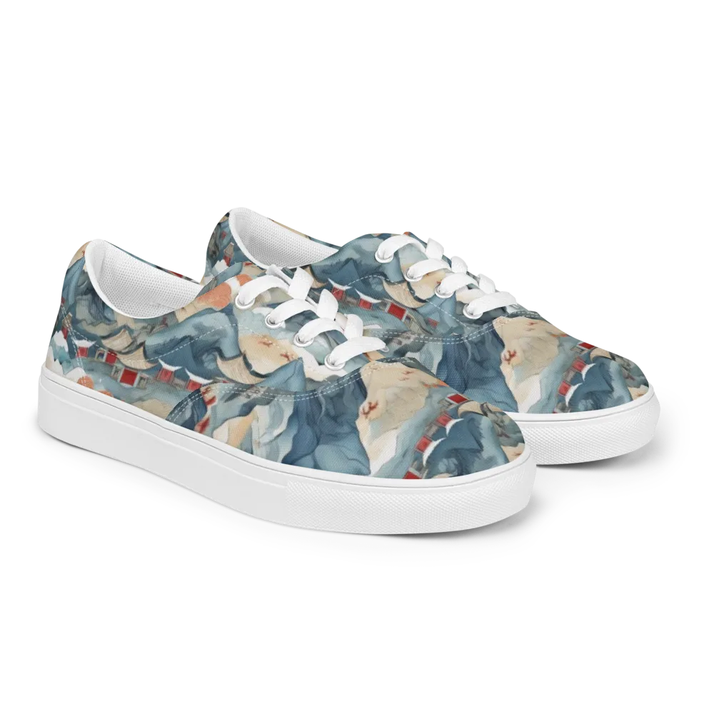 Azure Pilgrimage on Men's Lace-Up Canvas Shoes — Right Front